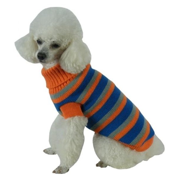Petpurifiers Heavy Cable Knit Striped Fashion Polo Dog Sweater; Medium PE468471